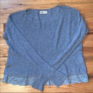 Grey Hollister sweater with lace detailing